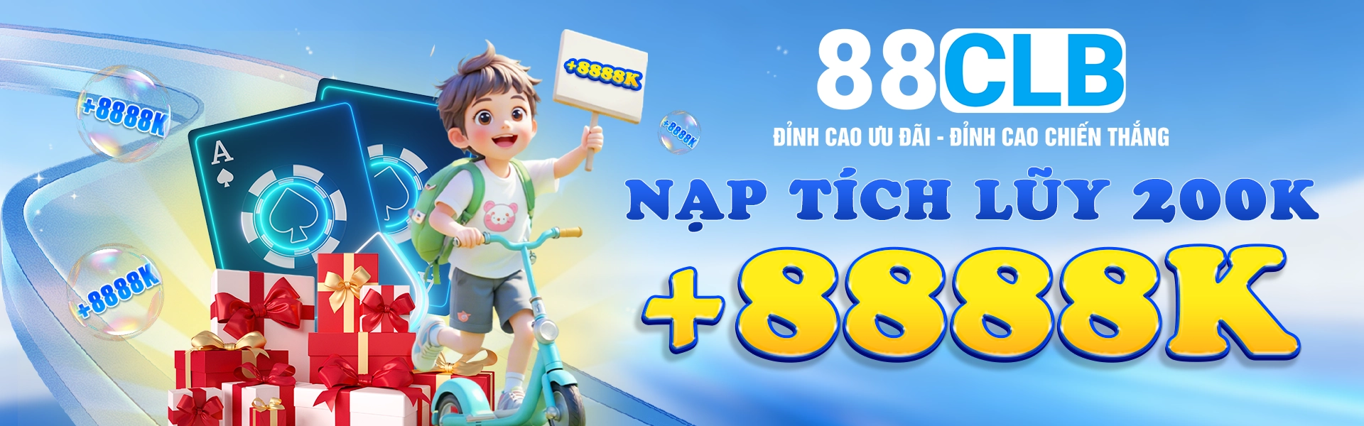Nạp tích lũy 200k nhận ngay 8888k từ nhà cái 88CLB